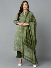Silk Blend Fern Green Straight Kurta Pant-VKSKD1808